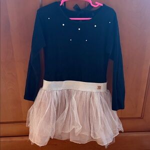 deux par deux Black and Champagne Tulle Party Dress for Girls